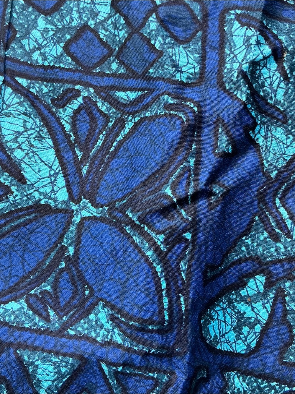 Vintage Liberty House 1960s Hawaiian bold blue geometric batik shirt S/M USA - Picture 4 of 7